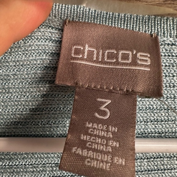 Chico's Light Blue Ribbed Crew Neck Sweater - Picture 5 of 7